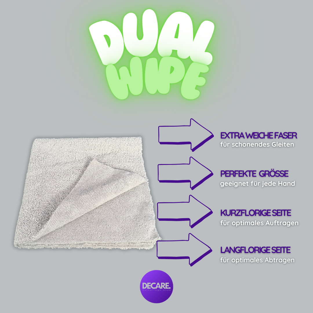 Decare DualWipe Allrounder Mikrofasertuch – kurz- und langflorige Seite für Innenraum und Lackpflege