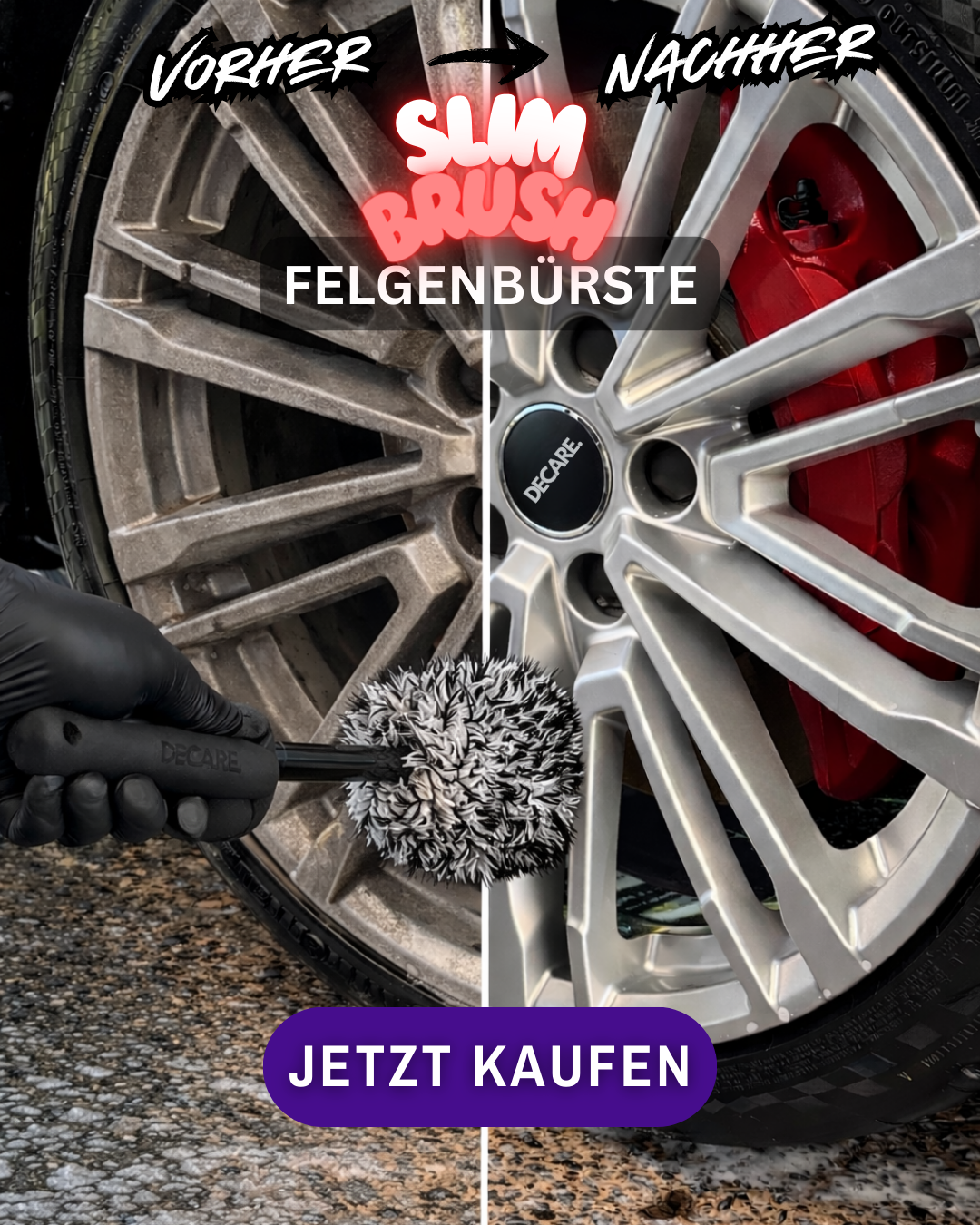 SlimBrush – Flache Mikrofaser-Felgenbürste - DECARE.